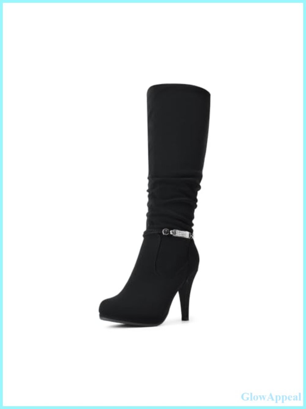 Stiletto Platform Knee High Boots Faux Leather Faux Fur Lined